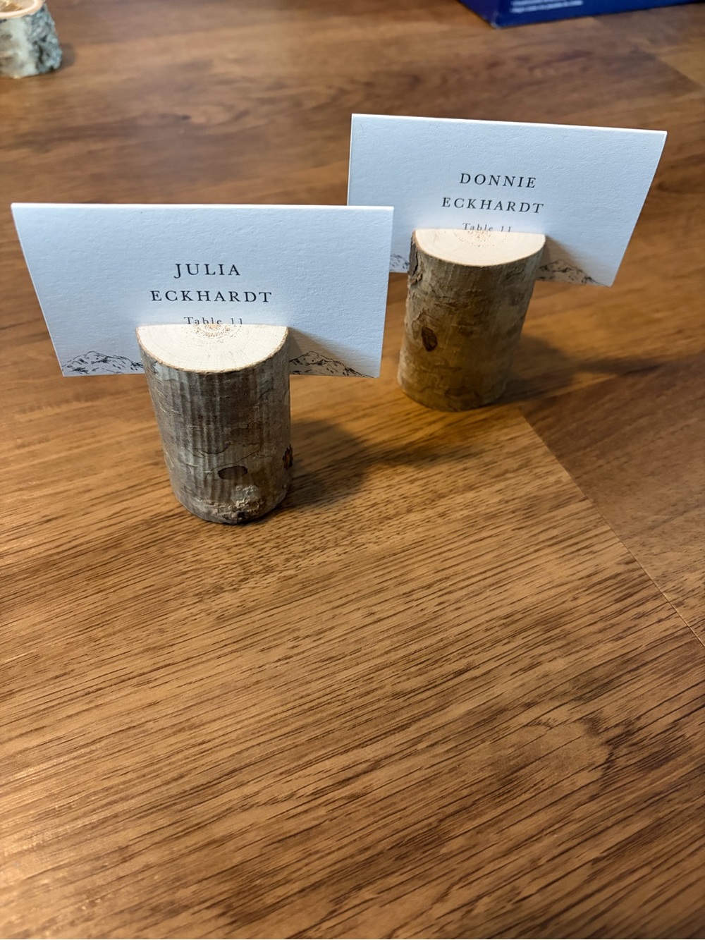 2 Real Birchwood Name Tag or Table Number Holders